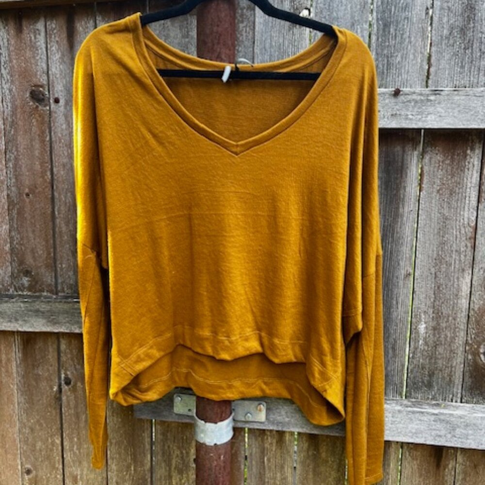 Anthropologie Mustard V Neck Sweater